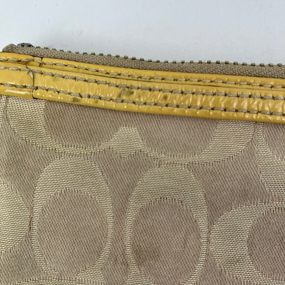 COACH Vtg Y2K Khaki Tan & Yellow POPPY Signature C Sateen Mini Crossbody Purse - Picture 14 of 16